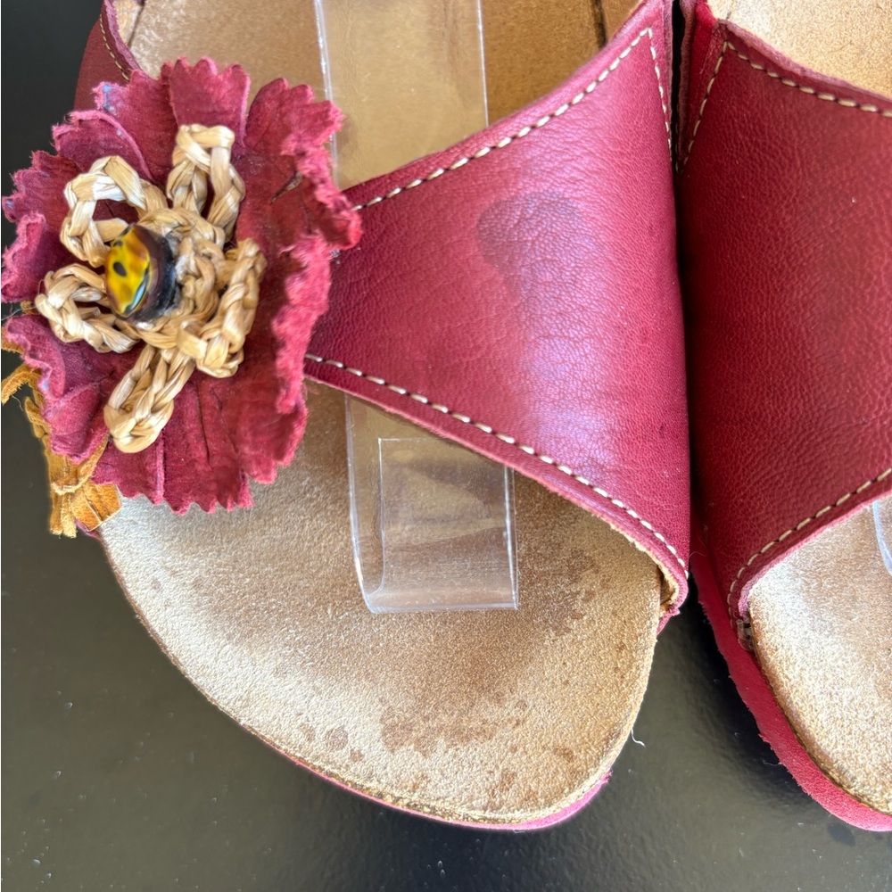 Think! Julia Backstrap Red Leather Floral Sandals Size EU 38 - Picture 16 of 16